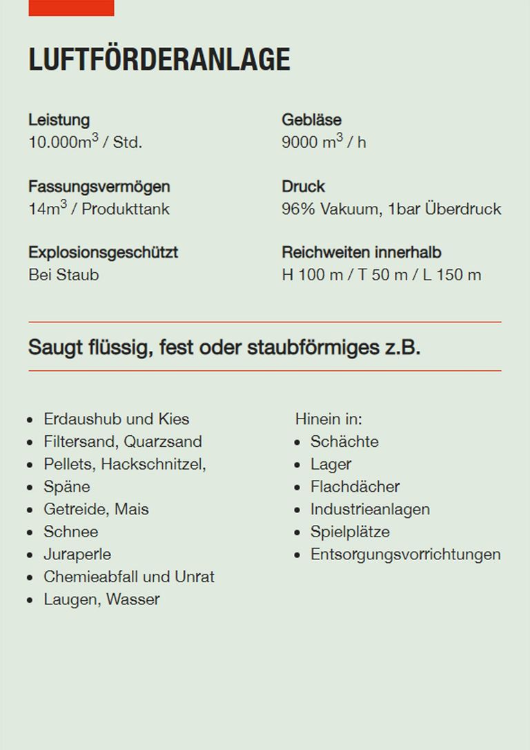Saugbagger Andernach - Technische Daten LFA